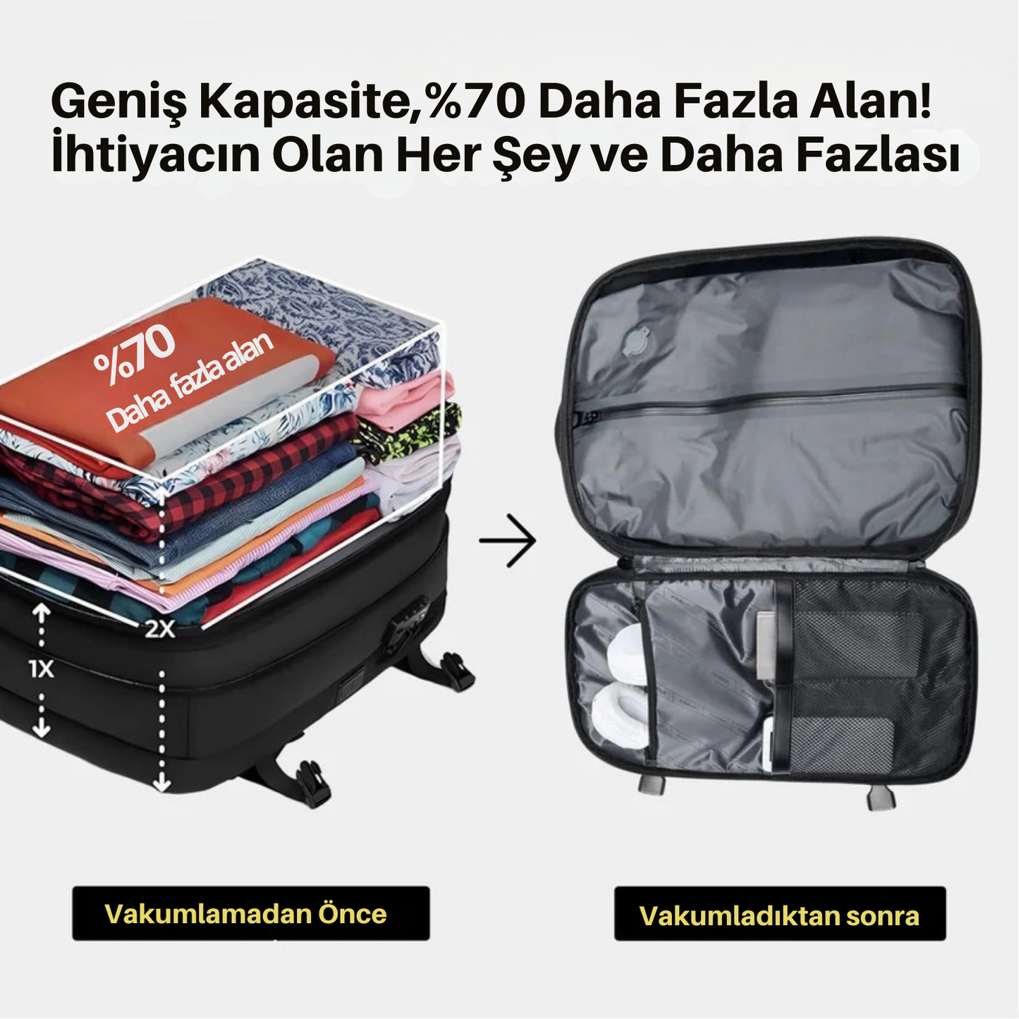 Moviva™ VacPack - Taşınabilir Vakum Cihazı Ve Sıkıştırma Kılıfı